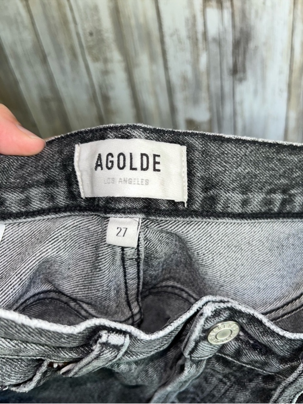 AGOLDE 90s High Rise Straight Leg Jeans Distressed Black Grey Size 27 - Picture 6 of 8